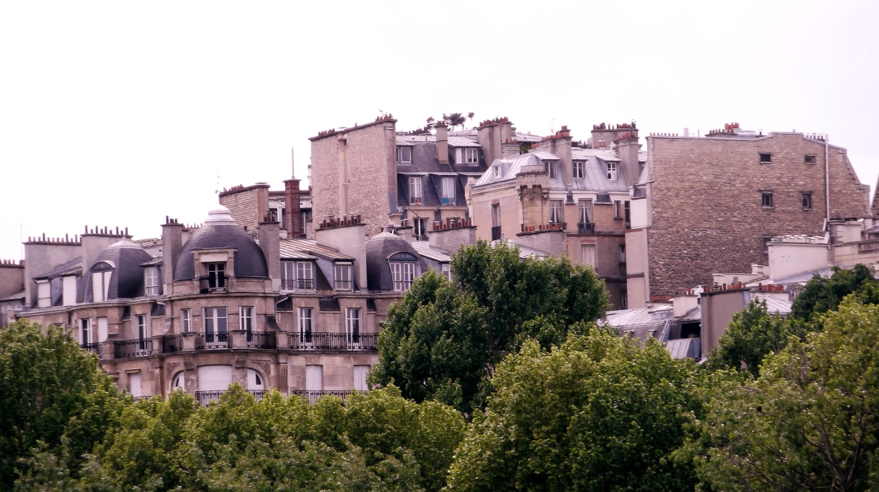 Above the rooftops of Paris.